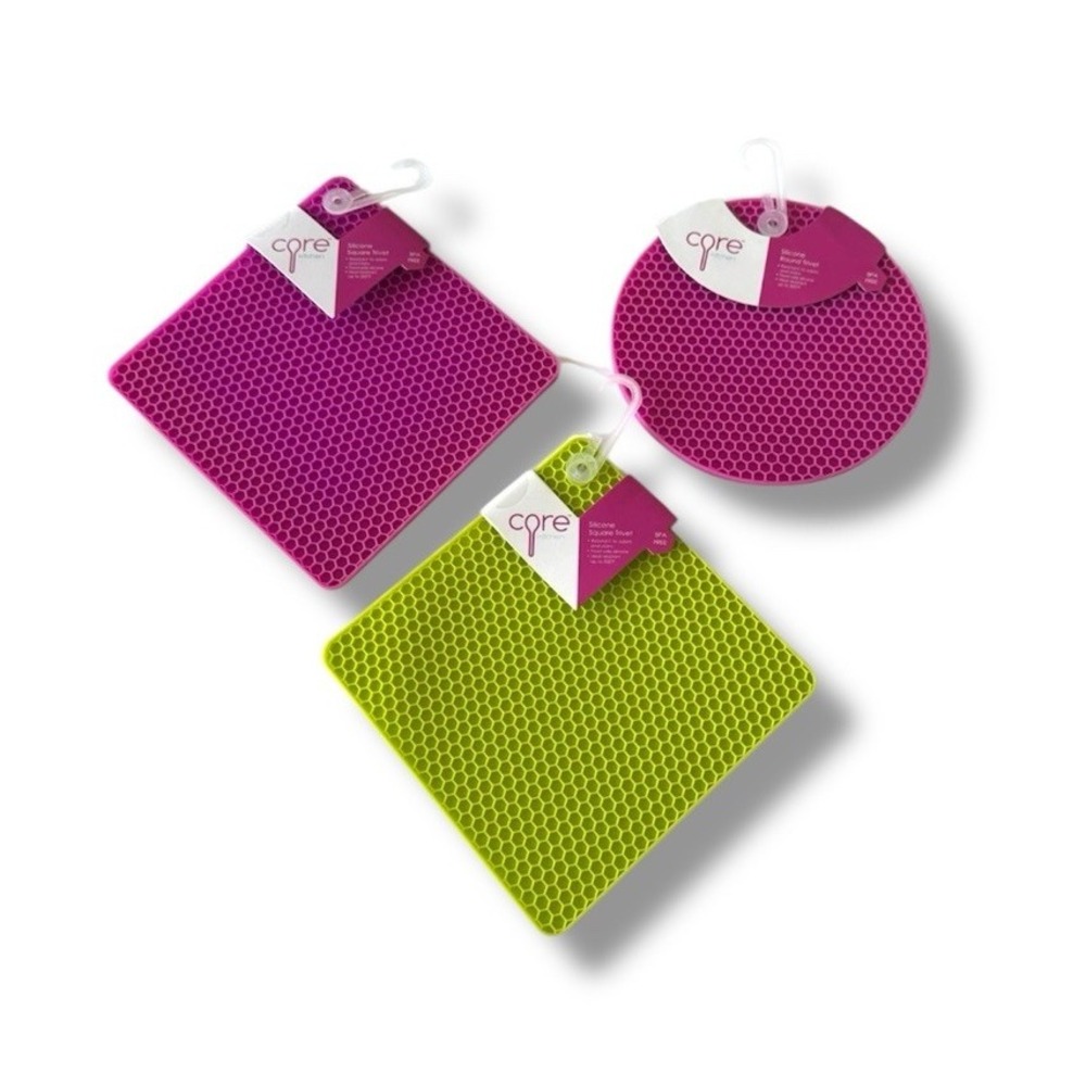 Core Kitchen Colorful Silicone Trivets Hot Pink Lime Green Set Of Three Florida